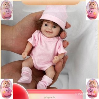 Mini boneca renascimento de Silicone de 7 polegadas, boneca recém-nascida realista, equipada com acessórios de alimentaç