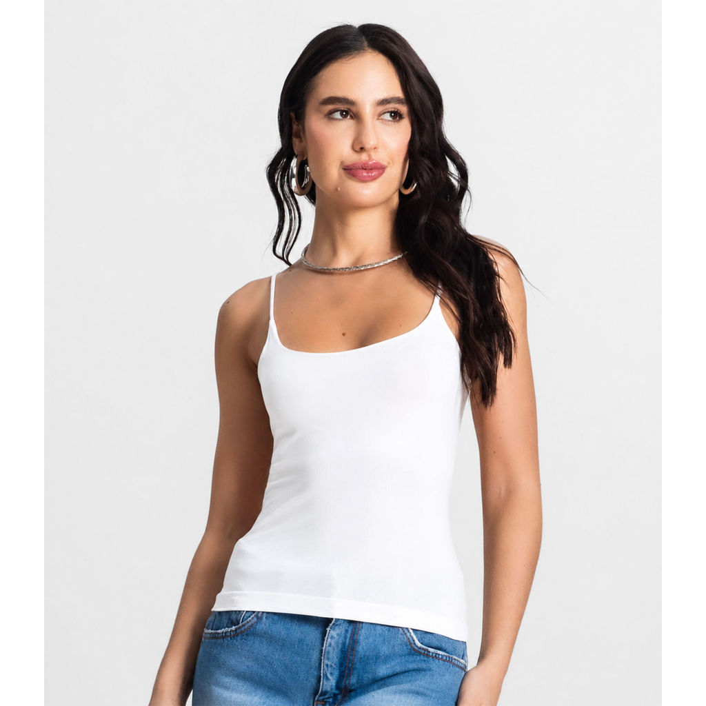 Blusa Feminina De Alça Poliamida Style Box Branco