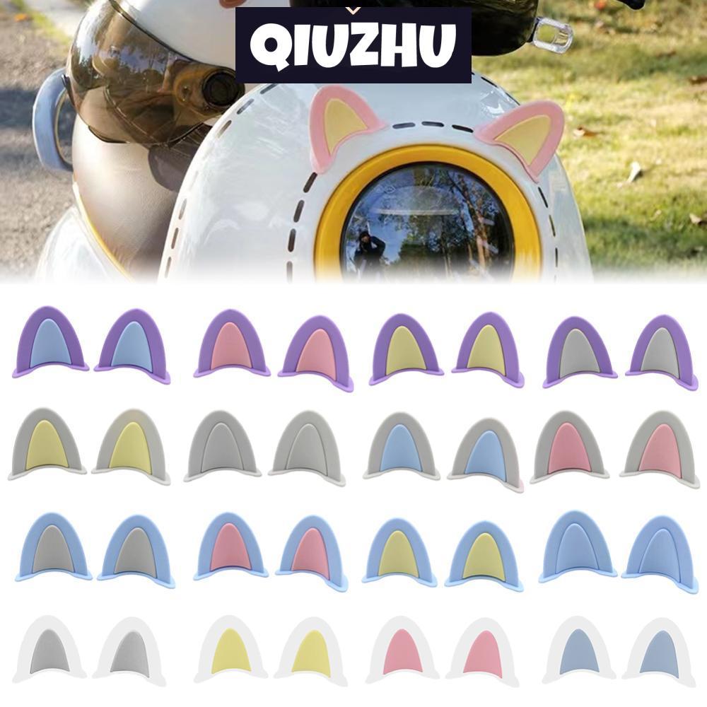 QIUZHU 2 Pçs Bonito Capacete Da Motocicleta Orelhas De Gato Motocross Do Carro Elétrico Acessórios Estilo Condução Decro