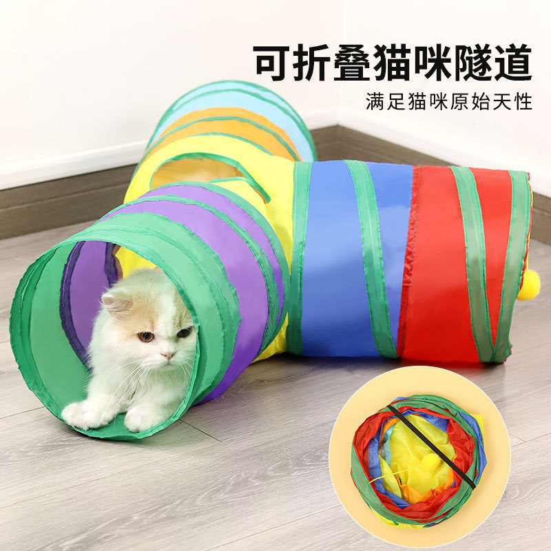 Túnel para gatos, vara de brincar para gatos, acessório para gatinhos se esconderem, túnel para gatos para auto-entreten