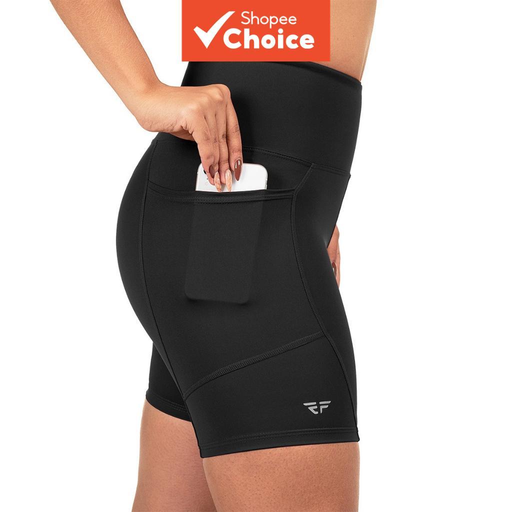 Shorts de compressão femininos com bolsos para corrida, caminhada e academia