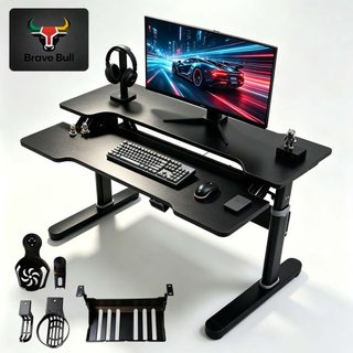 Mesa Gamer Elevatória Elétrica Viga Dupla Ajustável 100x60cm Mesa Gamer Elétrica Ajustável Altura 70‑100cm Viga Dupla