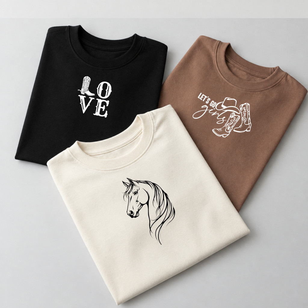 Camisetas Femininas Cowgirl Estampadas Cavalo 100% Algodão