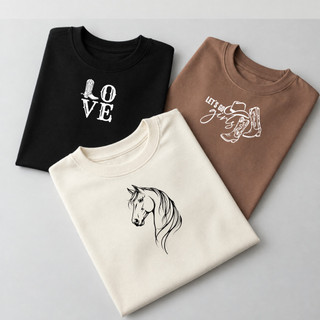 Camisetas Femininas Cowgirl Estampadas Cavalo 100% Algodão