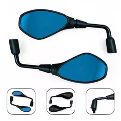 Par Retrovisor Lente Azul Mod Bmw Haste Longa Fixa 90 Graus Rosca Honda Titan Fan Pop Xre 300 Biz