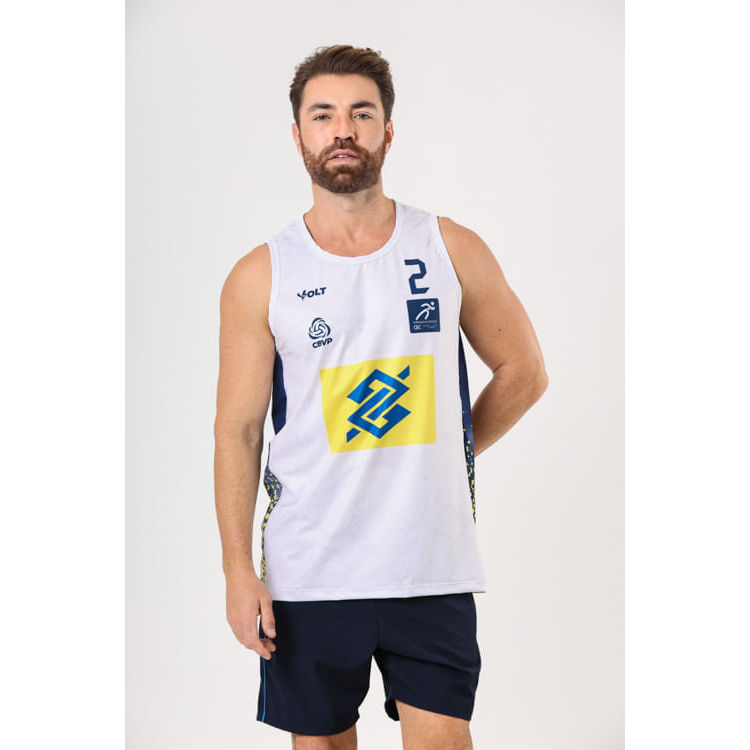 Regata Vôlei De Praia Brasil Oficial Masculina Branco Volt
