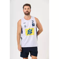 Regata Vôlei De Praia Brasil Oficial Masculina Branco Volt