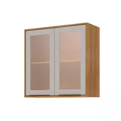 Armário Aéreo p/ Cozinha Brilhante c/ 2 Portas 80cm Cinamomo/Off White - MGM