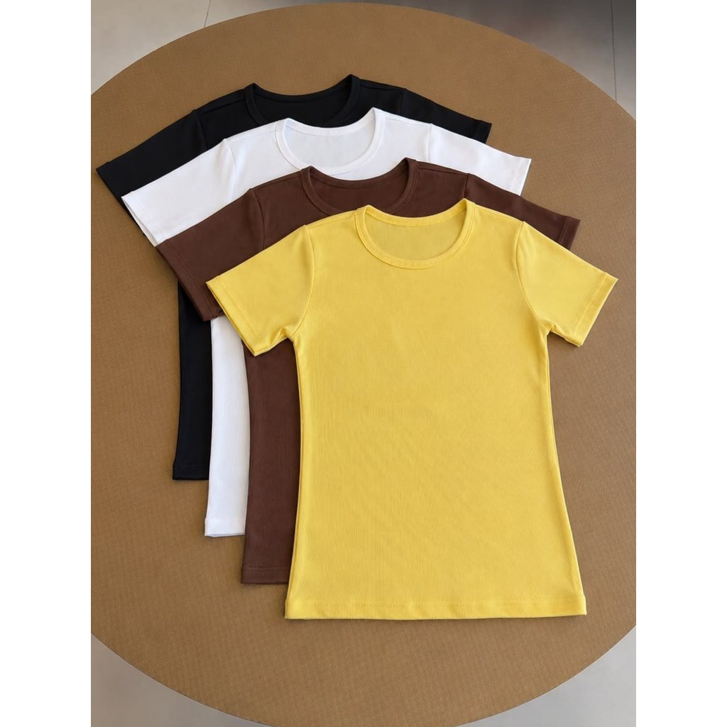 Kit 4 Blusas Feminina Canelado Básica Casual Estilosa Verão blusa para trabalho blusinha dia a dia baby tee