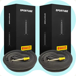Par Câmara De Ar 700 X 23 / 30 Válvula Presta Bico Fino 60mm Pirelli Sportube Bicicleta Bike Speed