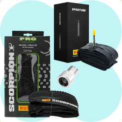 Pneu Pirelli Scorpion Aro 29 x 2.20 Kevlar Sem arame Cravudo Mtb + Camara Pirelli Bico fino + brinde