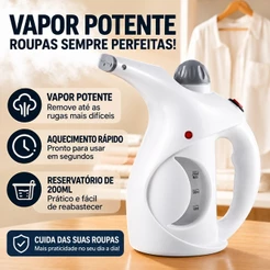 Passadeira a Vapor Portátil Vaporizador de Roupas 110V 800W Tira Amassados Vertical 200ml Casa e Viagem DLL