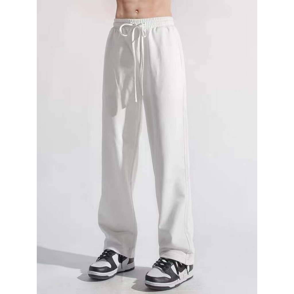 2026 primavera verão solto calças retas calças esportivas meninos na moda Sweatpants branco calças compridas americano A