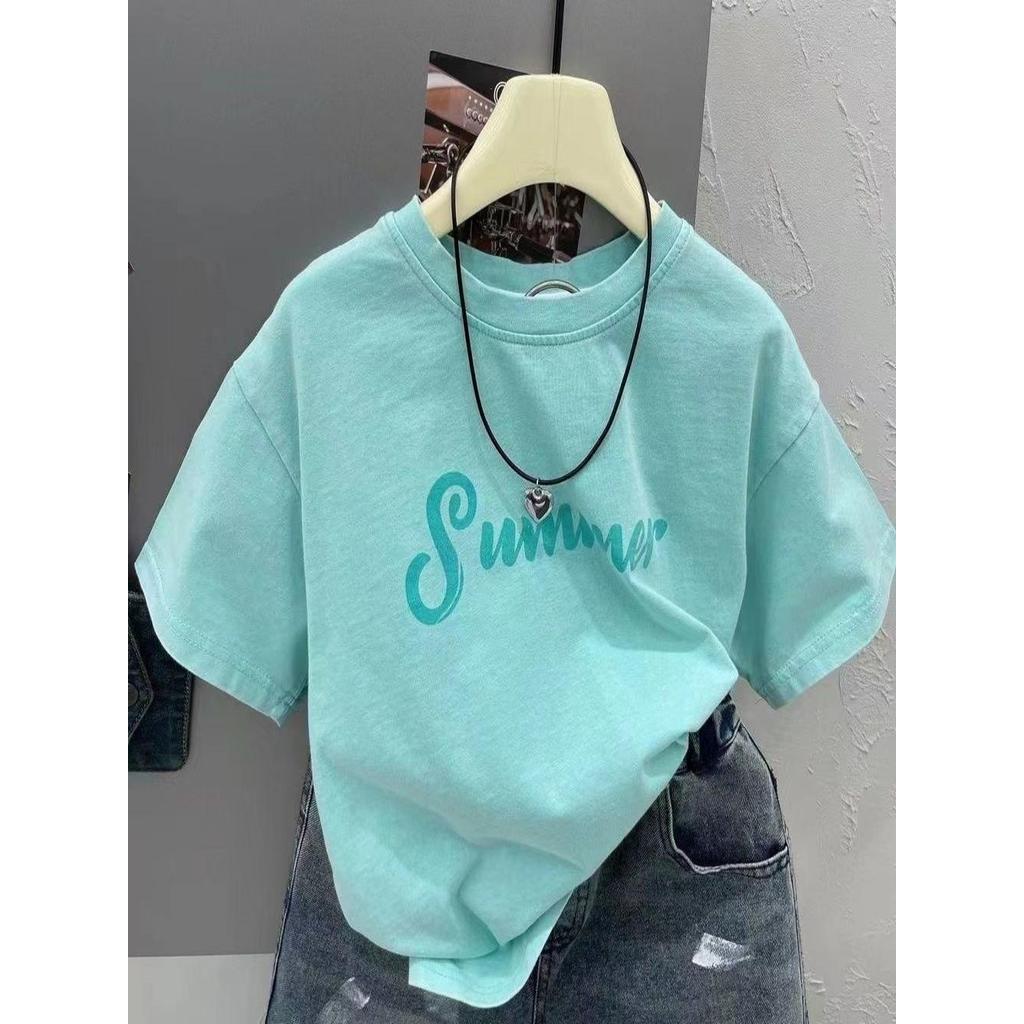 Roupas infantis de algodão camiseta de manga curta verão novo estilo versão coreana crianças desenhos animados impressos