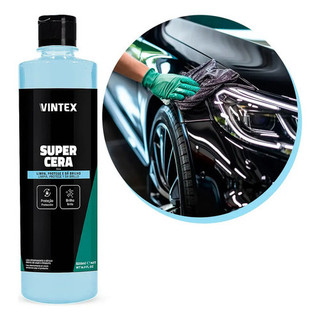 Super Cera Líquida Vintex 500ml Carnaúba Aplica No Sol Ou Sombra Brilho Carro