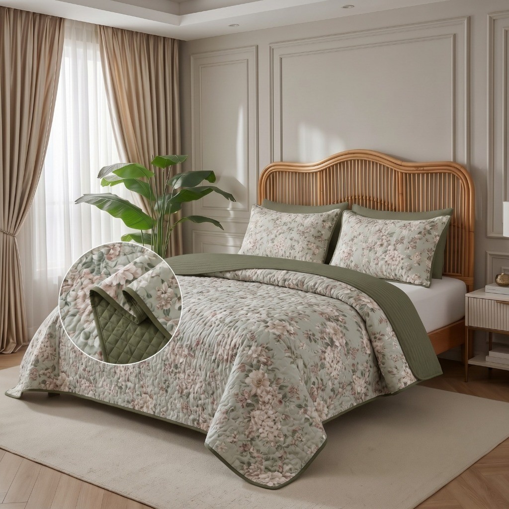 Kit Colcha Cobre-Leito Dupla Face Estampada 3 Peças para Cama Queen, Casal ou Solteiro Premium