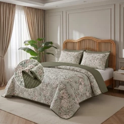 Kit Colcha Cobre-Leito Dupla Face Estampada 3 Peças para Cama Queen, Casal ou Solteiro Premium