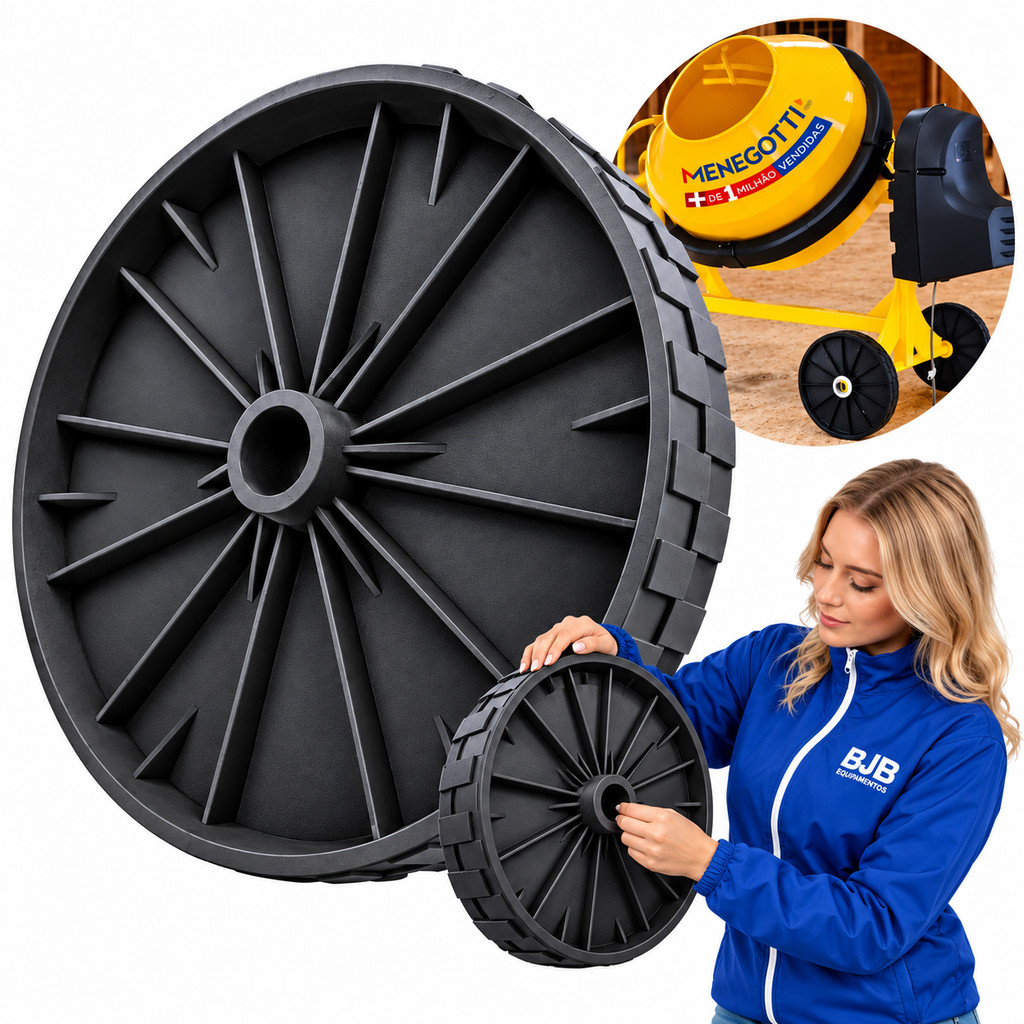 Roda Betoneira Plástica Da Menegotti 250 Ou 400 Litros Com Furo 4.3CM e Diametro 37CM