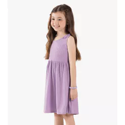 Vestido Infantil Canelado Lurex Rovi Kids Roxo