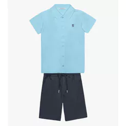 Conjunto Menino Camisa Com Bermuda Trick Nick Azul