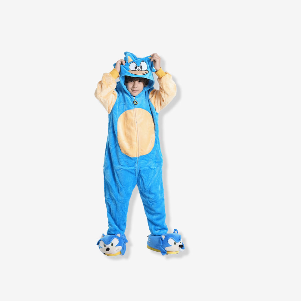 Macacão Kigurumi Infantil de 7 a 8 Anos Sonic · foto 2