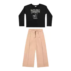 Conjunto Longo Infantil Menina Ursinhos Elian Preto