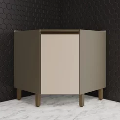 Balcão Canto Oblíquo 1 Porta com Tampo 100% MDF Aurora Espresso Móveis Bege/Duna/Cristal Duna/Cristal
