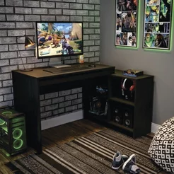 Mesa Gamer Escrivaninha B24 4 Nichos 180cm Preto Ff