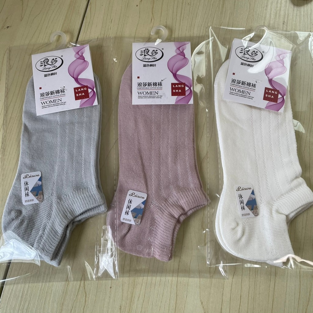 Meias femininas de algodão Langsha Meias barco