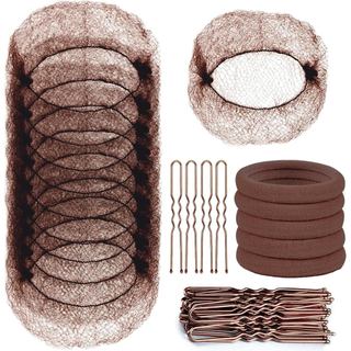 Conjunto de redes para o cabelo e grampos em forma de U 8MHW – 30 redes para o cabelo, 30 grampos de 2,4 polegadas, 5 el