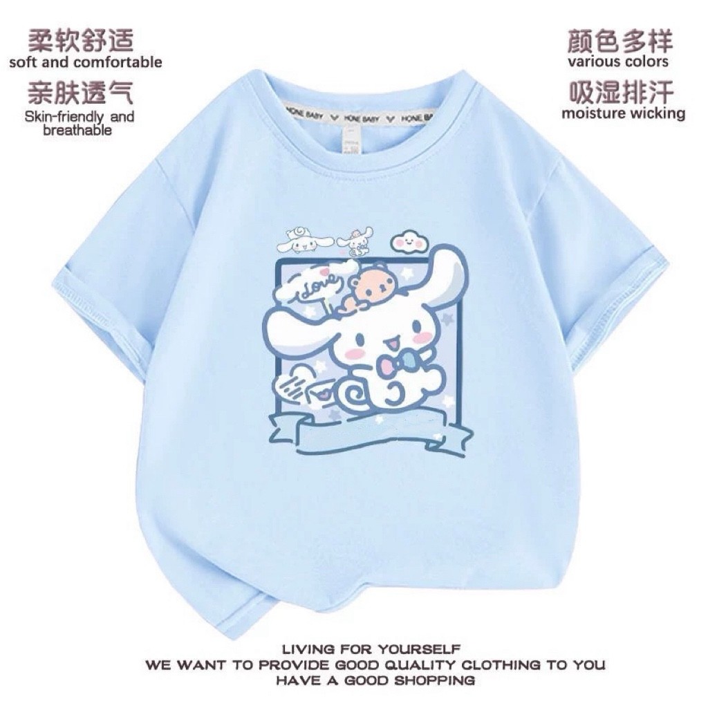 Roupas de cachorro dos desenhos animados de manga curta meninas camisetas médio grande crianças moda verão respirável al