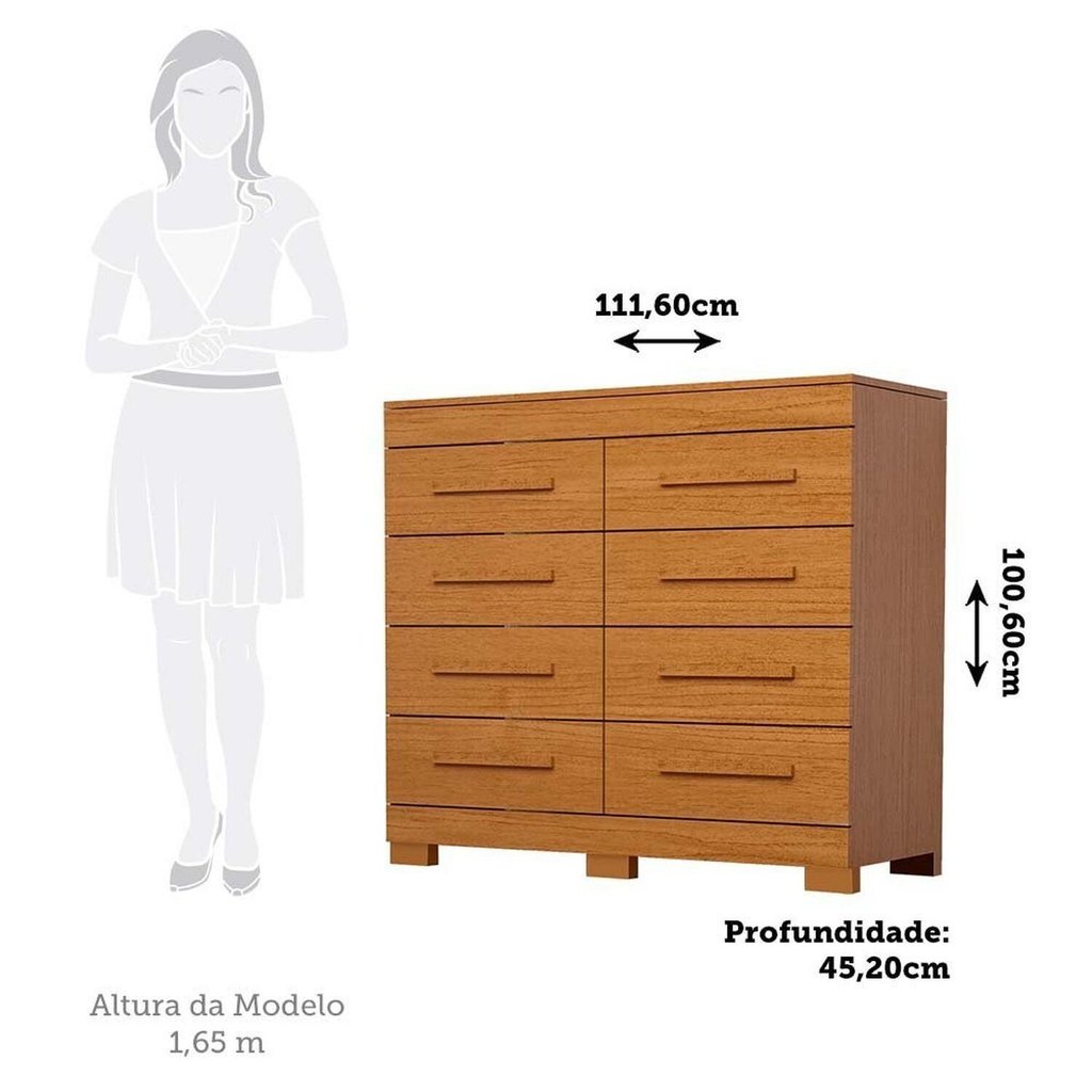 Cômoda 8 Gavetas 100% MDF Lantana 112cm Espresso Móveis Marrom/Cinamomo Cinamomo · foto 2