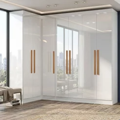 Guarda-Roupa de Canto Modulado 7 Portas Paris Branco Branco