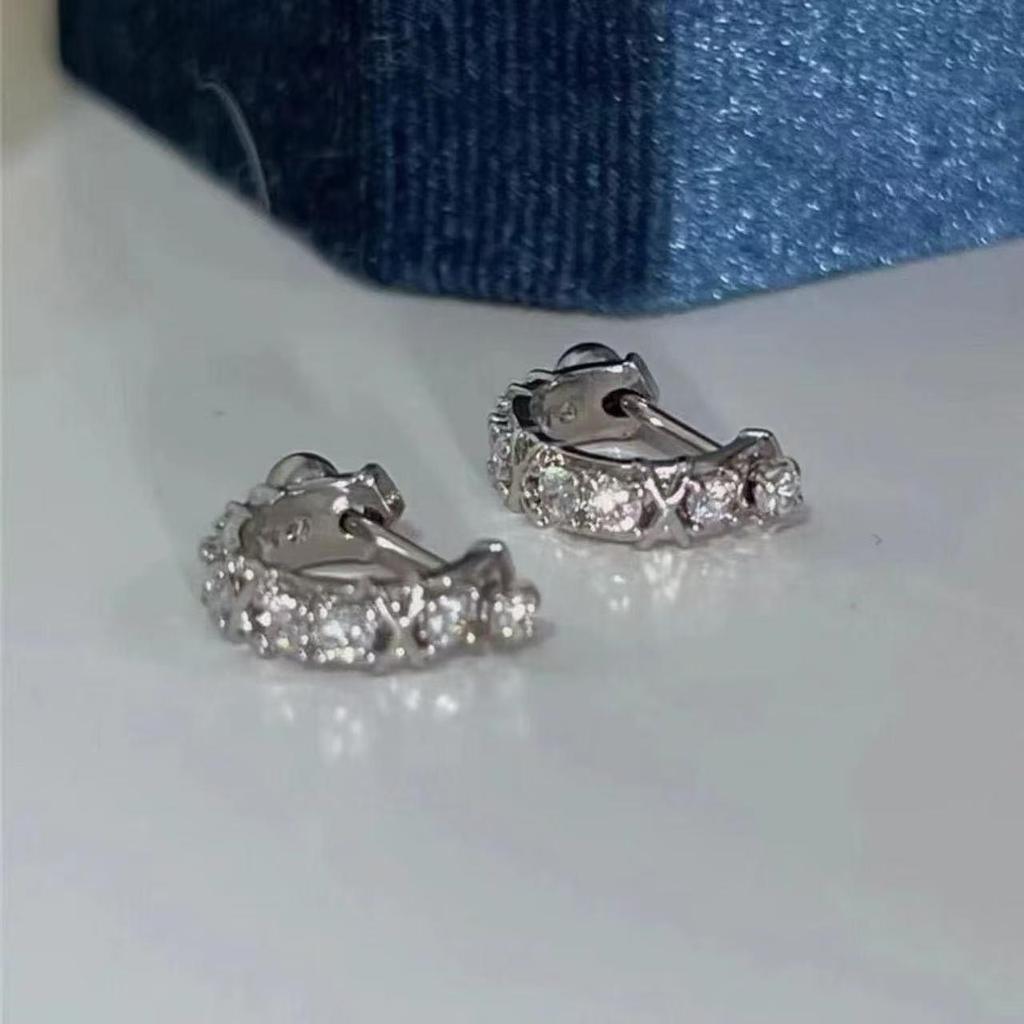 Brincos de diamante piscantes exclusivos em forma de U, brincos em espiral de zircônia, brincos de diamante piscantes, f