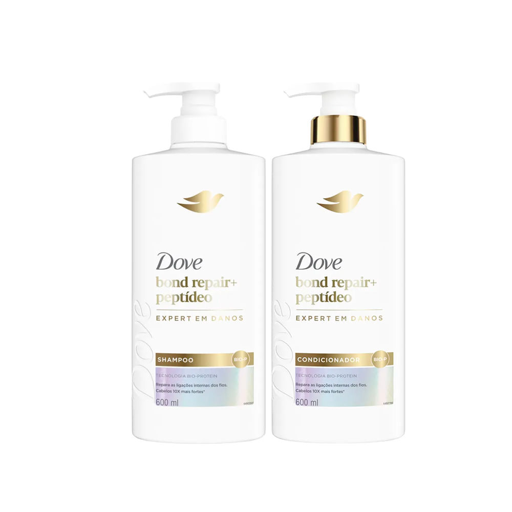Kit Dove Shampoo 600ml + Condicionador 600ml Bond Repair + Peptídeo