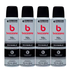 Kit Desodorante Aerossol Masculino Bozzano Invisible 150ml - 4 Unidades