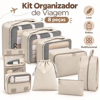 Kit Organizador De Mala 7 Peças Com Bolsas Para Roupas E Acessórios, Organizadores De Bagagem Para Viagens
