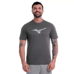Camiseta Masculina Mizuno Big Logo Esportiva Cinza