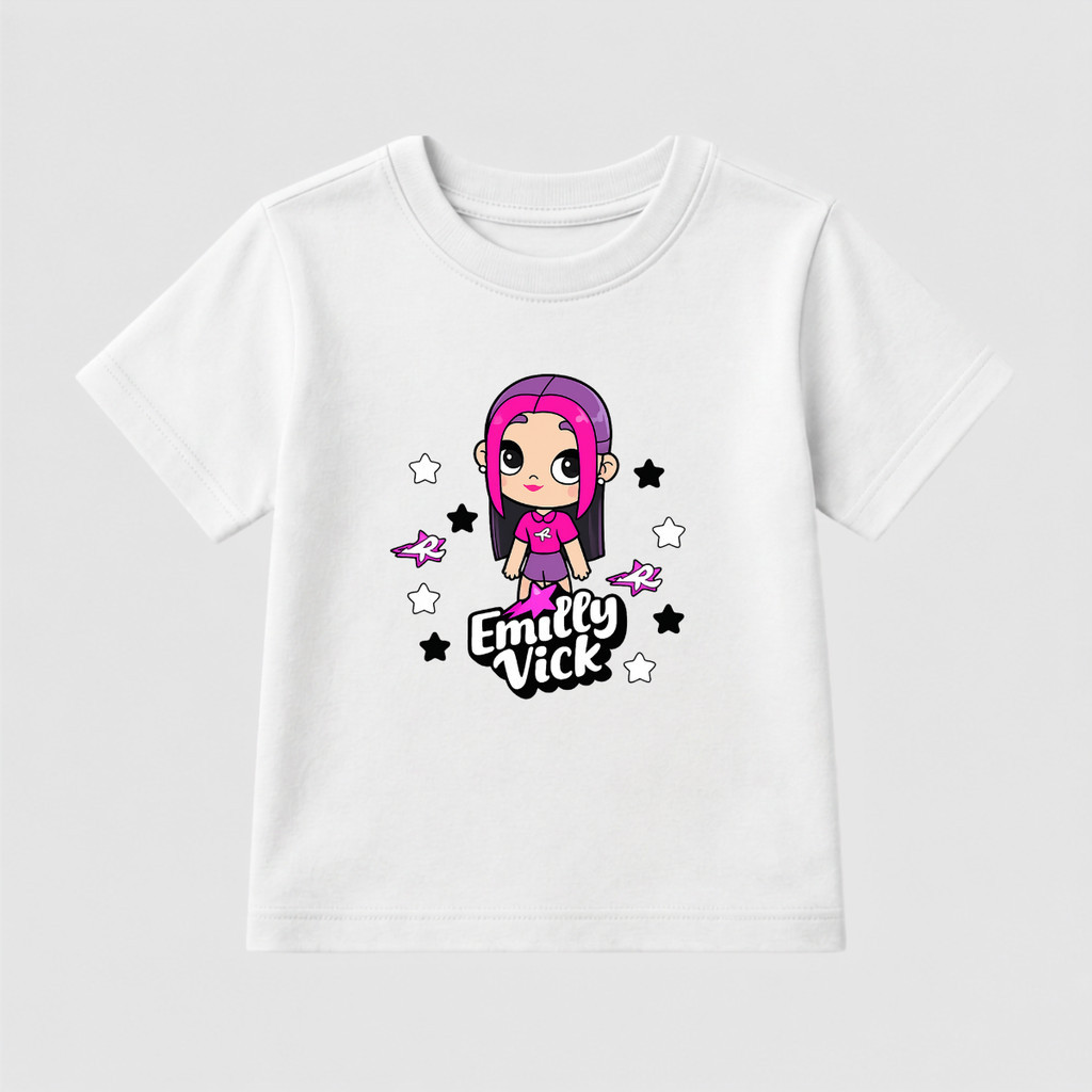 Camiseta Menina Boneca Emily Vick Algodão Básica 100% Algodão