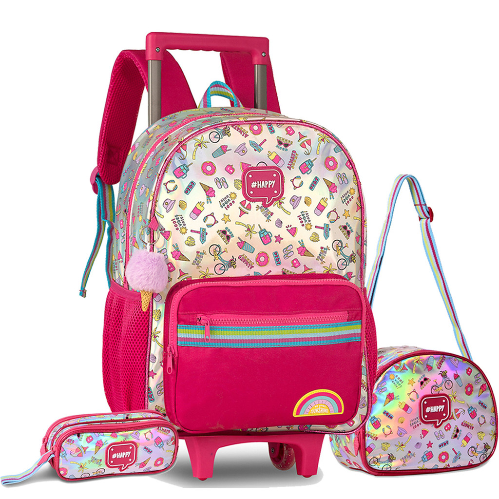 Kit Mochila Carrinho Holográfica Escolar Meninas Clio 2026 em Oferta na Shopee