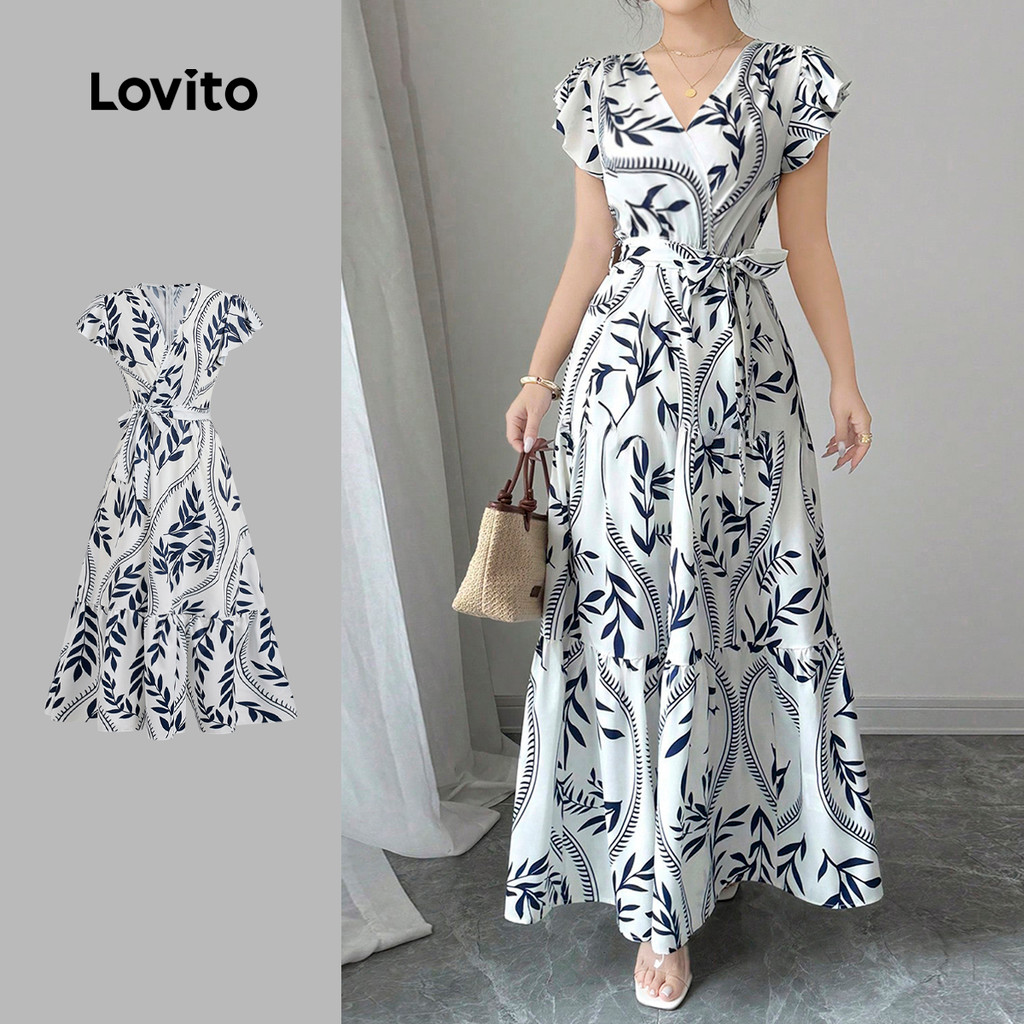 Lovito Vestido Boho com Flores Babados para Primavera/verão para Mulheres L150ED337 em Oferta na Shopee