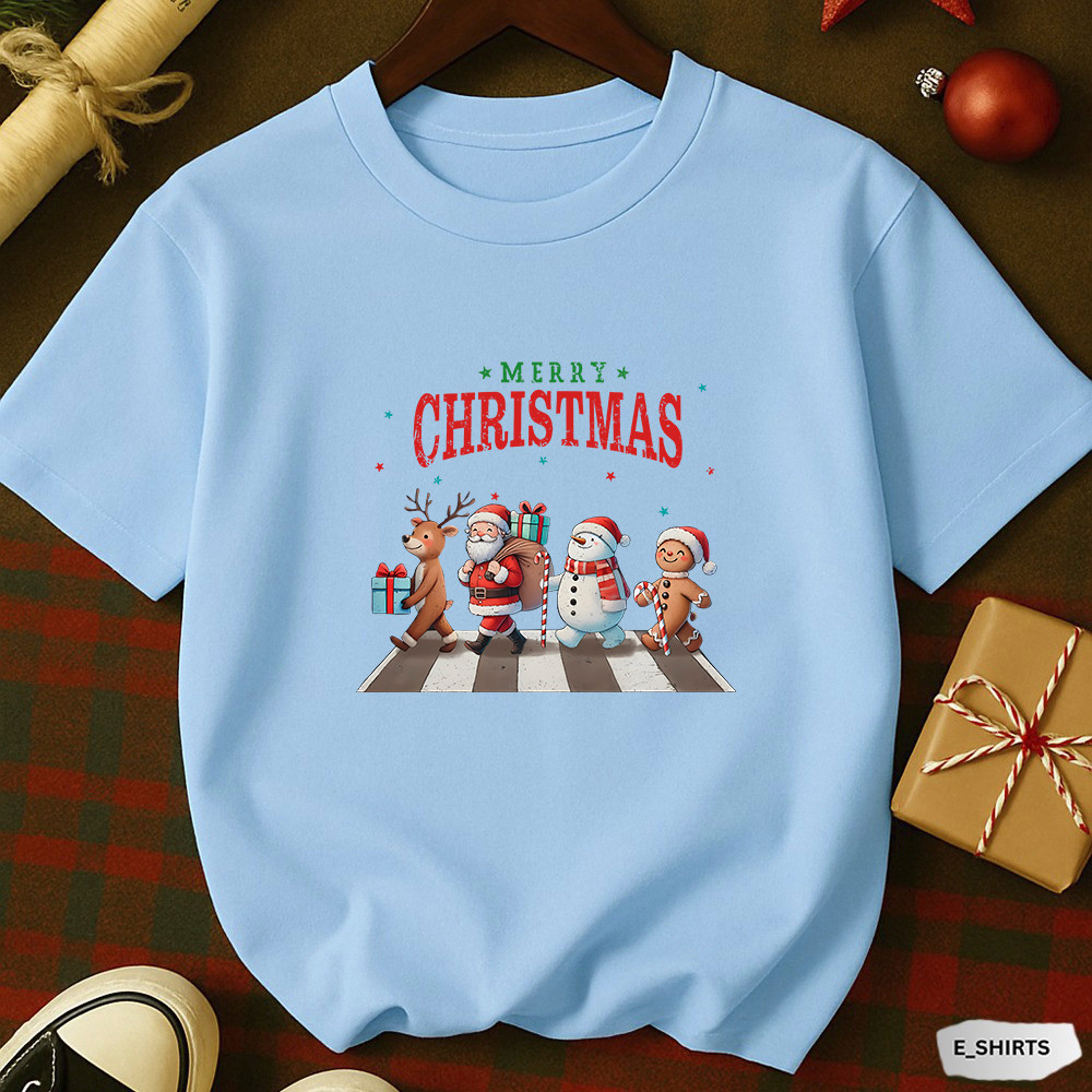 Camiseta Basica Unissex Natal Merry Christmas | Papai Noel, Rena e Boneco de Neve | Estampa