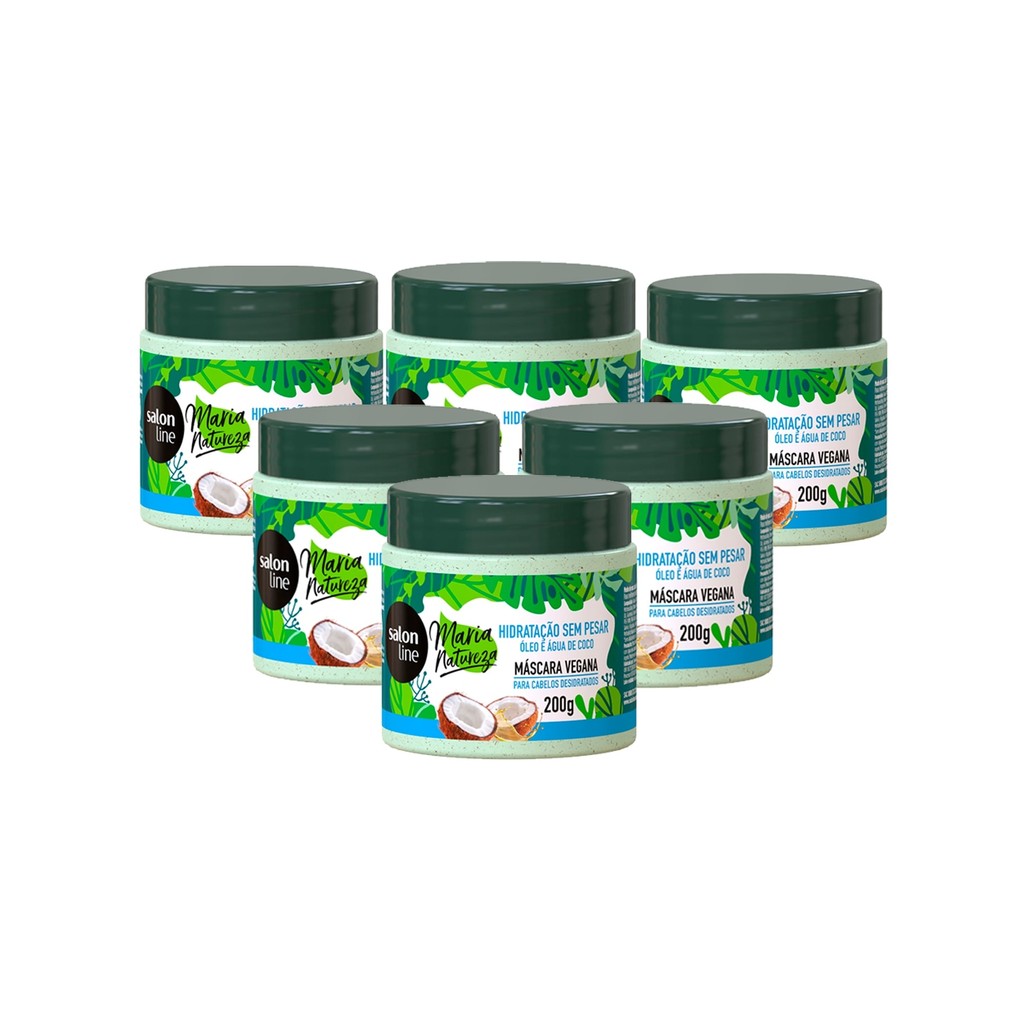 Caixa com 6 unidades de Máscara Maria Natureza Hidratação Sem Pesar Salon Line 200g em Oferta na Shopee
