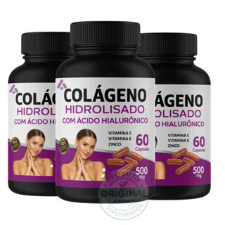 KIT 3 Acido Hialuronico Colageno Hidrolisado Vit C Anti Idade  - 180 capsulas - Arkad Suplementos em Oferta na Shopee