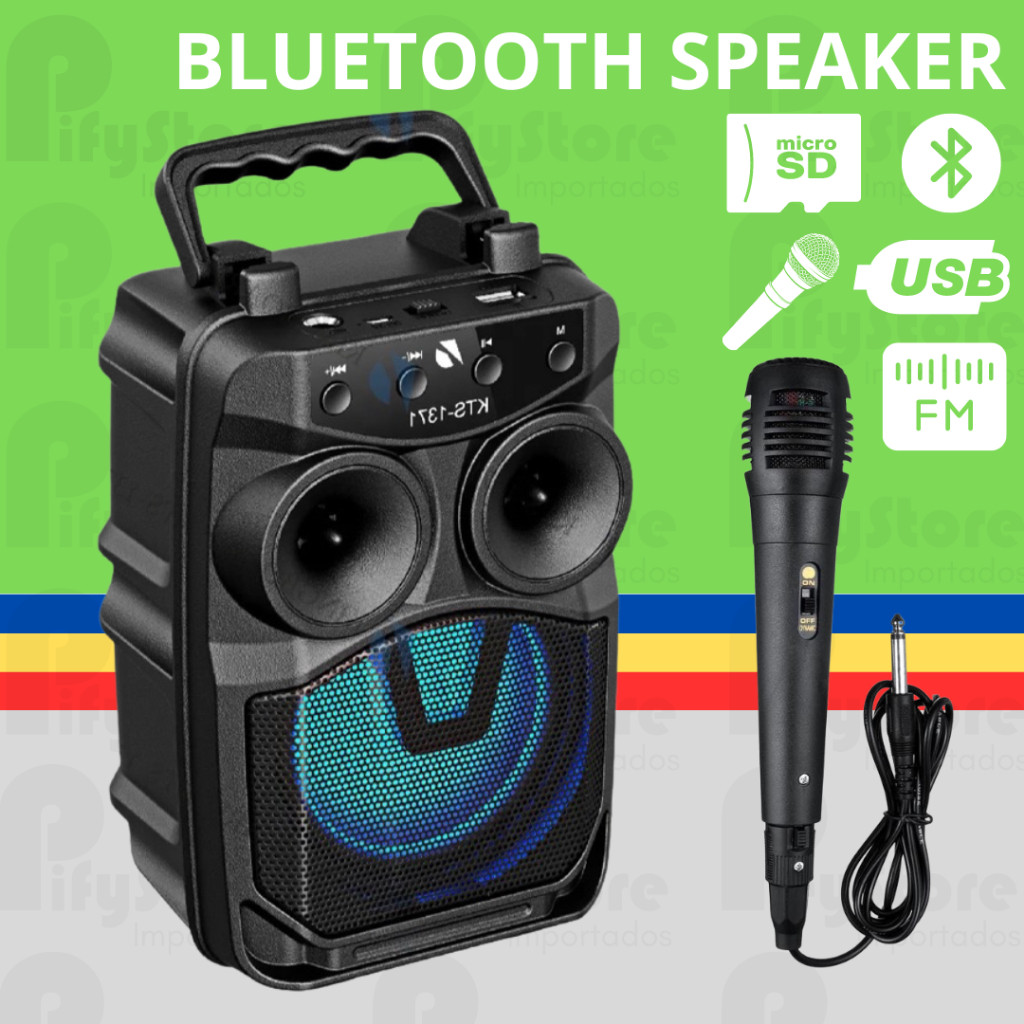 Caixa de Som Portátil Wireless Bluetooth Rádio FM PenDrive SD KTS-1371