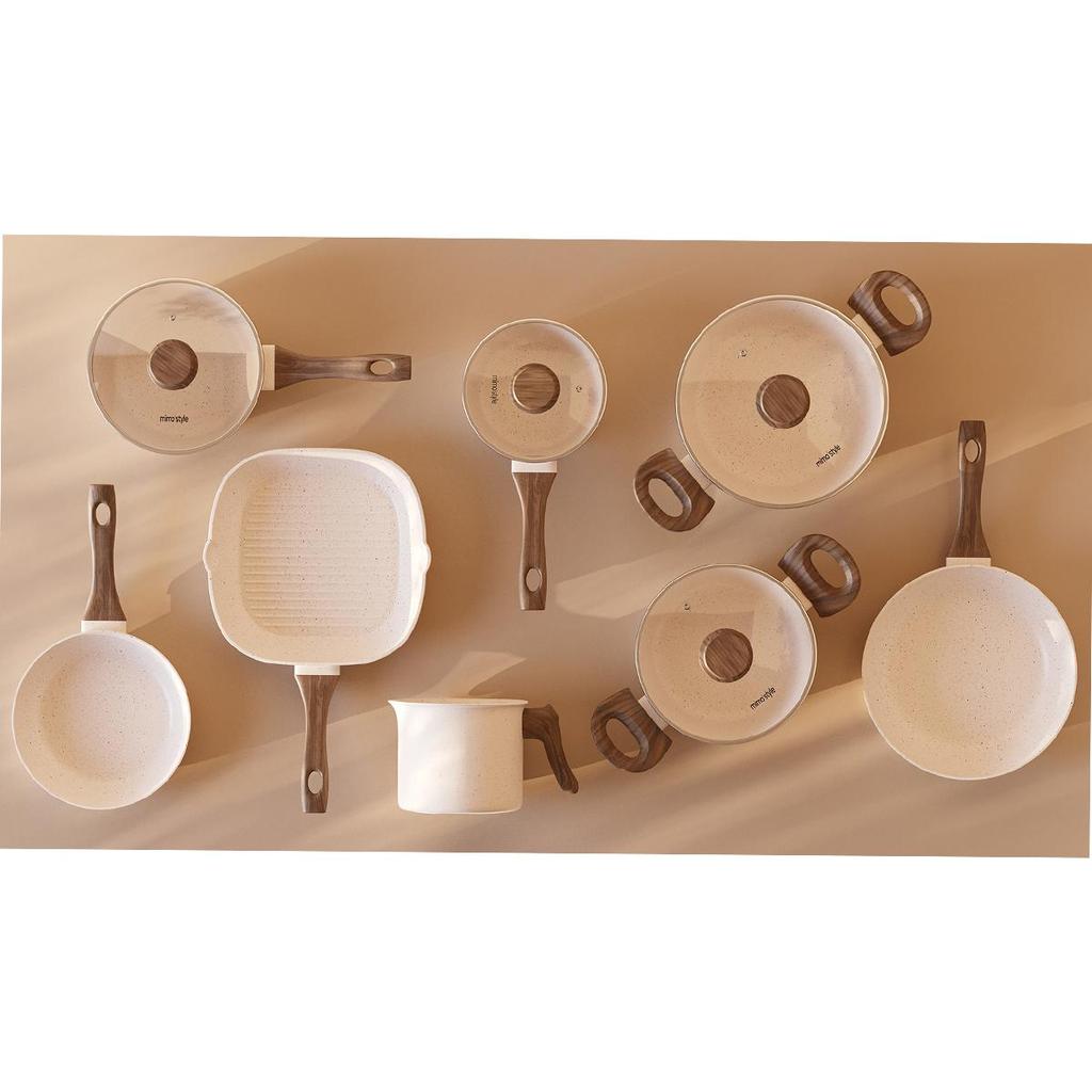 Detalhes do Jogo de Panelas Com 8 Peças Mimo Style Cook Marmol Vitrocerâ