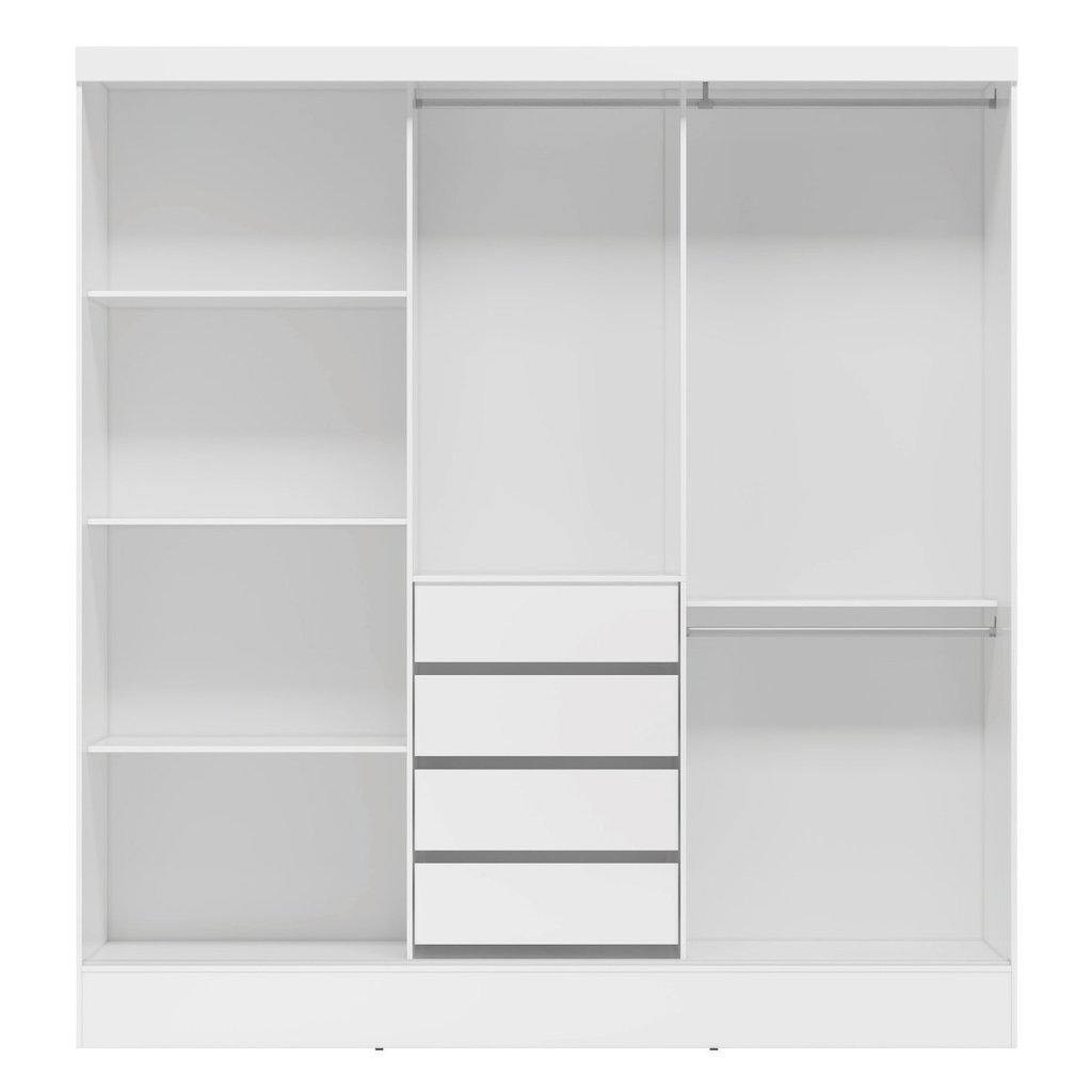 Detalhes do Guarda Roupa Casal 3 Portas 4 Gavetas Plata  Branco
