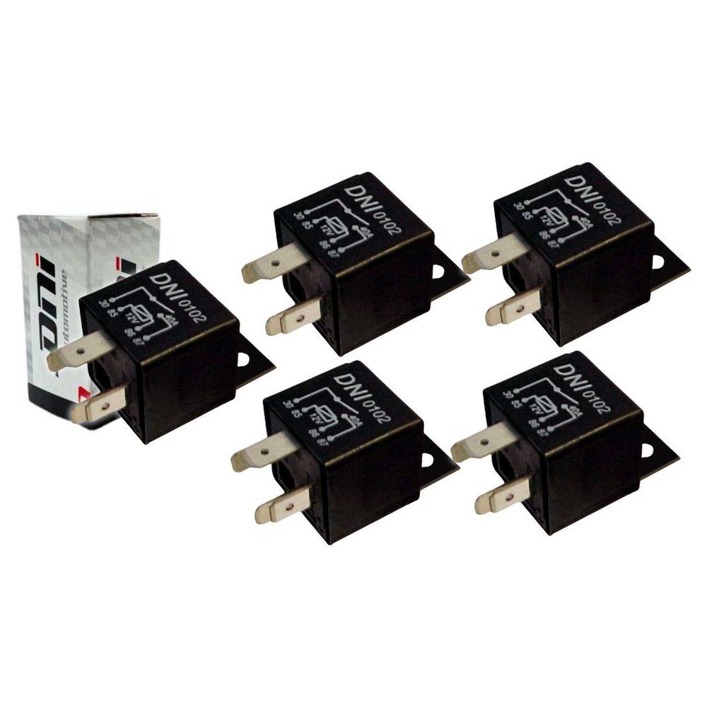 Kit 5 Relé Auxiliar 12v 40a C/ Suporte 4 Pinos DNI0102 Relé Ventoinha Vidro Elétrico Ar Condicionado em Oferta na Shopee