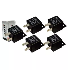Kit 5 Relé Auxiliar 12v 40a C/ Suporte 4 Pinos DNI0102 Relé Ventoinha Vidro Elétrico Ar Condicionado