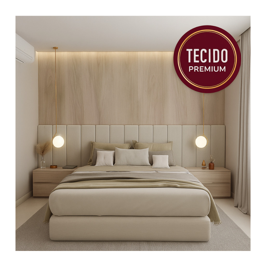 Kit Cabeceira 60x20 Estofada Completa Adesiva Em Módulos Para Cama De Solteiro Casal Queen King Box